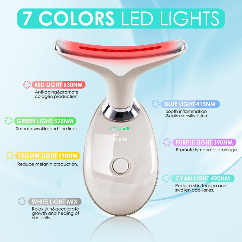 Facial Massager Red-Light-Therapy-for-Face and Neck, Face 𝖲 culpting Wand with 7 Color (Champagne) Champagne