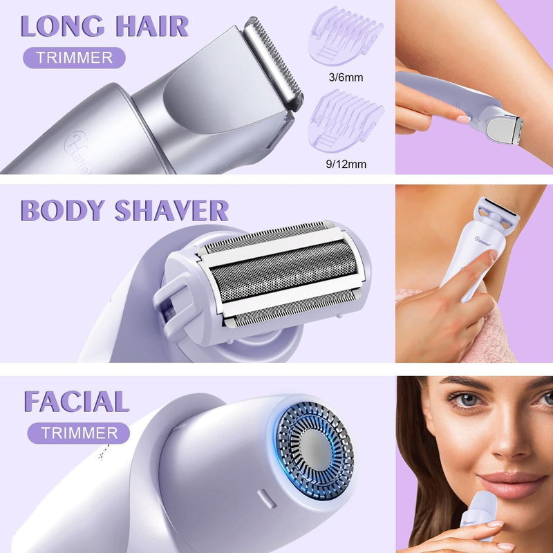 [Australia] - Hatteker Women's Electric Shaver Bikini Trimmer Hair Trimmer for Women LED Display Electric Razor for Legs Bikini Underarm Public Hairs Led Display IPX7 Waterproof Gift for Women (Purple) Purple 