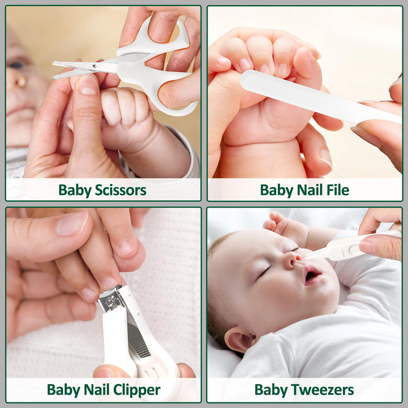 [Australia] - Baby Healthcare and Grooming Kit for Newborn Kids, 24PCS Upgraded Safety Baby Care Kit, Newborn Nursery Health Care Set, Baby Care Product (Grey White) GREY WHITE-24 