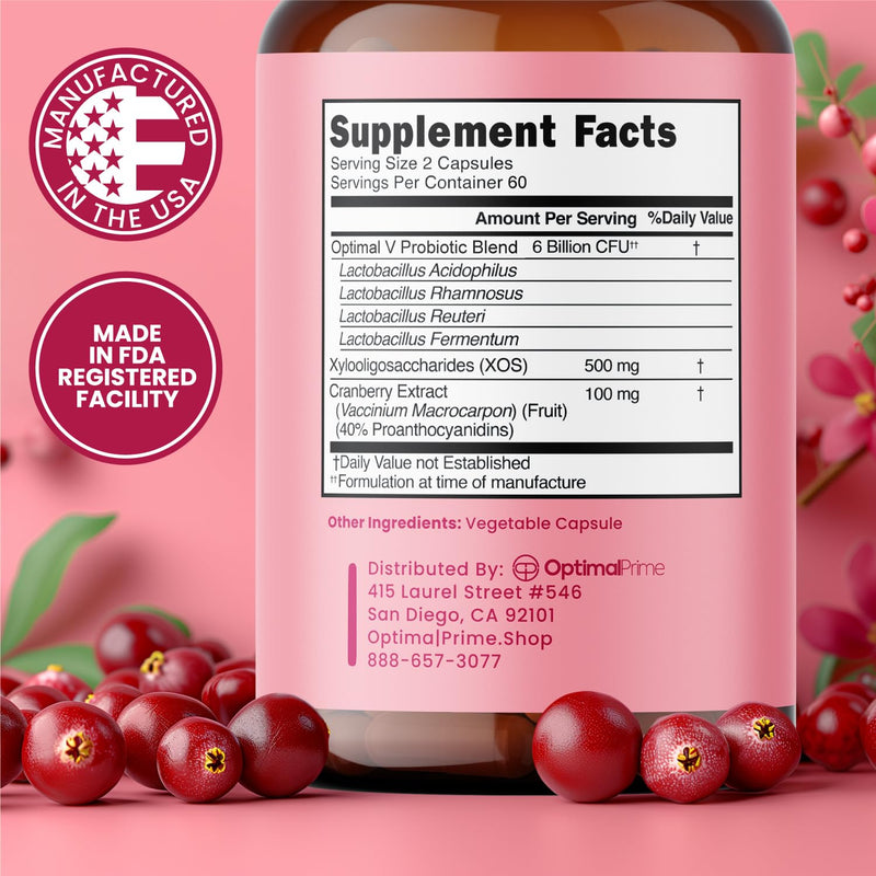 [Australia] - Vaginal Probiotics for Women with Prebiotics, Cranberry Extract, and Lactobacillus Probiotic Blend, Supports Healthy Vaginal Flora, Odor Control, pH Balance, 2 Month Supply, 120 Capsules 120 Count (Pack of 1) 