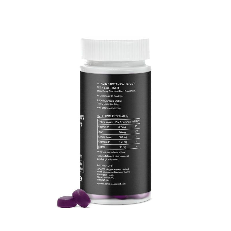 Sleep Gummies for Adults 60 x Mixed Berry Flavour | Night Time Gummies with Triple Botanical Calm Complex with 90mg Saffron Extract, Lemon Balm & Chamomile | Natural, Vegan & Sugar Free