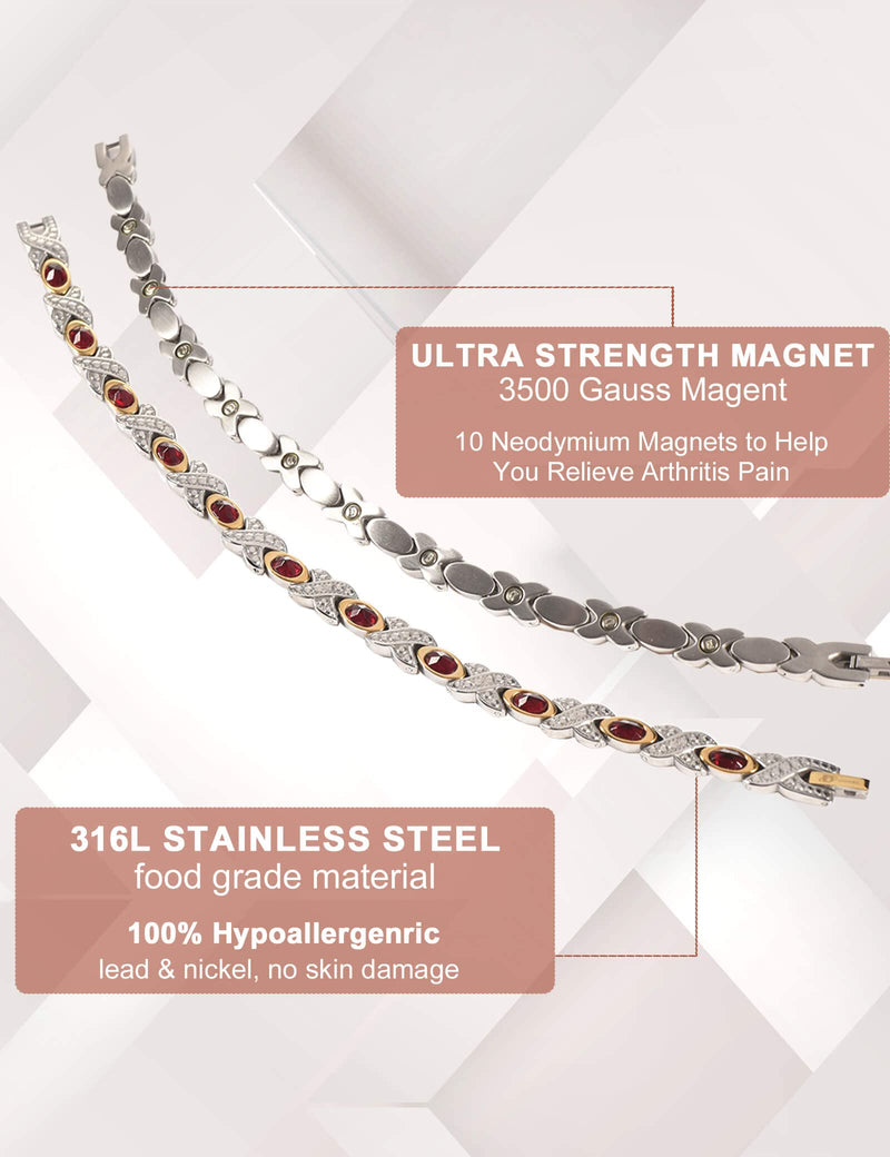 [Australia] - MagVIVACE Magnetic Stainless Steel Bracelet for Women, Amethyst Bracelet with Magnet 