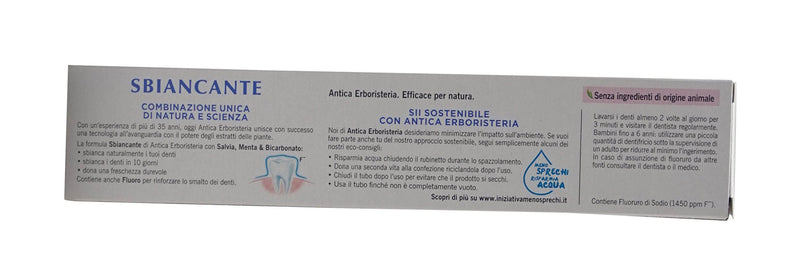 [Australia] - Antica Erboristeria: "Sbiancante" Whitening Toothpaste - 2.5 Fluid Ounces (75ml) Tubes (Pack of 2) [ Italian Import ] 
