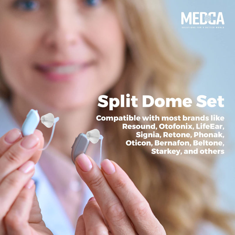 MEDca Hearing Aid Standard Receiver Tulip Domes Compatible with GN Resound Sure Fit - 10-Pcs Universal Invisible Tip Replacement Ear Domes for BTE PSAP Hearing Amplifiers and Open Fit Models, Clear 10 Count (Pack of 1)