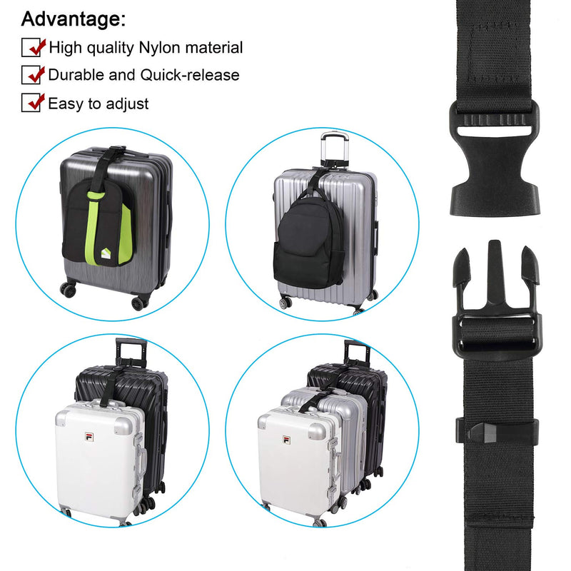 Luggage Hook Strap，J Hook for add a Bag Luggage and Luggage Connector Straps for Connect Your 3 Luggage Together