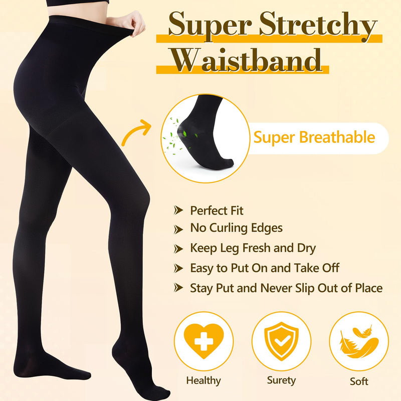 [Australia] - Medical Compression Pantyhose for Women Men, 20-30 mmHg Graduated Compression Tights, Closed Toe Compression Stockings, Support Hose, High Waist Compression Leggings for Varicose Veins, Edema Medium Black 