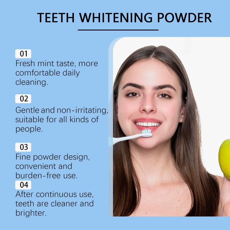 [Australia] - Teeth Whitening Powder 50g - Toothpaste Whitening Powder, Helps Remove Surface Stains: Coffee, Tea and Tobacco Stains, Mint Flavor, No Sensitivity 