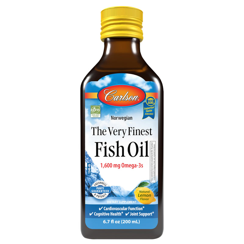 [Australia] - Carlson - The Very Finest Fish Oil, 1600 mg Omega-3s, Liquid Fish Oil Supplement, Norwegian Fish Oil, Wild-Caught, Sustainably Sourced Fish Oil Liquid, Lemon, 200ml, 6.7 Fl Oz 6.7 Fl Oz (Pack of 1) 