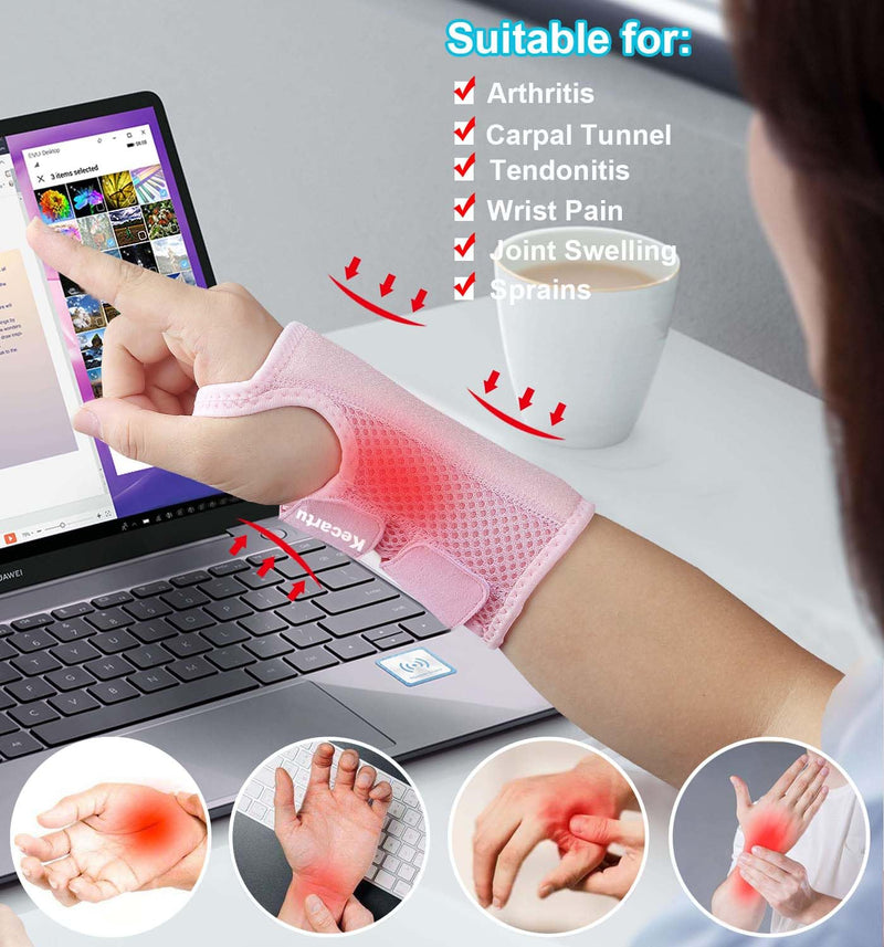 Wrist Brace for Carpal Tunnel Pain Relief, Wrist Support Splint for Women Men,Sprain, Repetitive Strain, Adjustable Hand Brace for Sleeping Fits Right Left Hand for Arthritis (Pink, Left Hand, S/M) Small/Medium Pink Left Hand