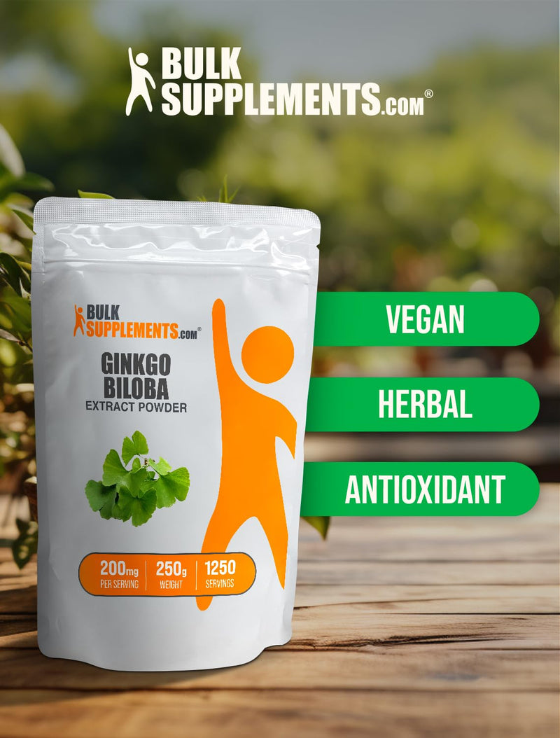 [Australia] - BulkSupplements.com Ginkgo Biloba Extract Powder - Ginkgo Biloba Supplements, Ginkgo Biloba 120mg - Ginkgo Biloba Powder, Ginkgo Leaf Powder - Gluten Free, 120mg per Serving, 250g (8.8 oz) 8.75 Ounce (Pack of 1) 