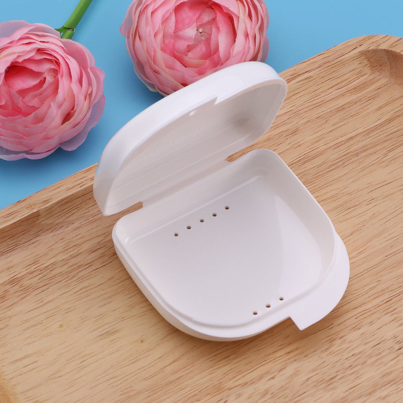 [Australia] - Healifty Prosthesis Box Retainer Box Braces Box Denture Box with Hole for Dental Mouth Guard (White) 