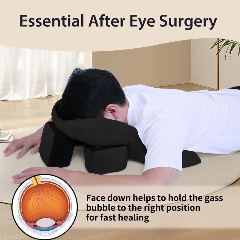 [Australia] - Face Down Pillow for Sleeping, Face Down After Eye Surger, BBL After Surger, Stomach Sleeping/Prone Pillow, Retinal Vitrectomy Recovery Equipment, Home Massage Pillow, Black 