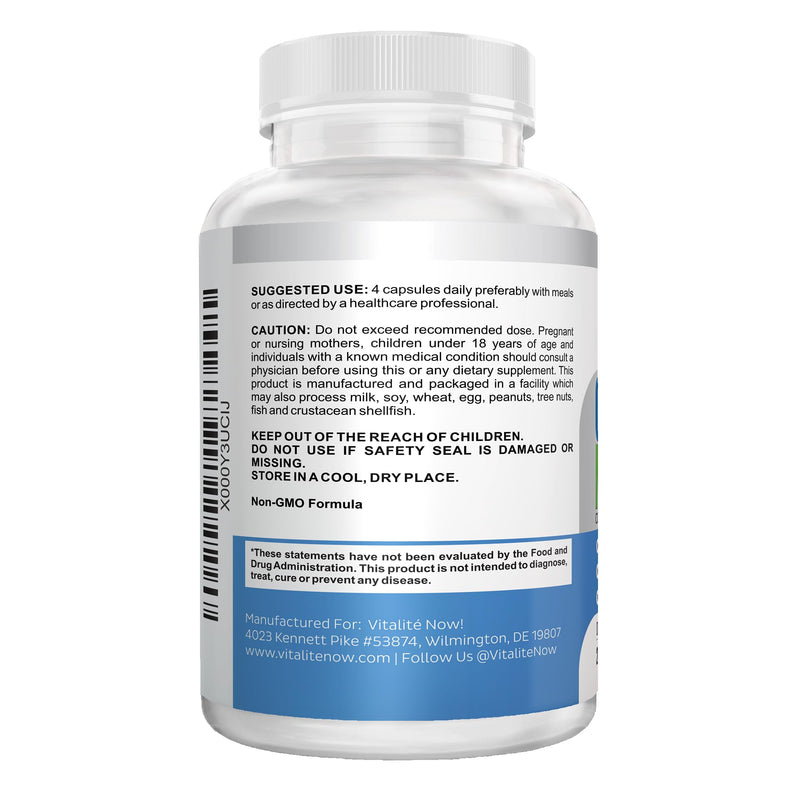 Vitalité Now! Calcium Magnesium Supplement 1000mg with Vitamin D | 10 Forms of Calcium for Maximum Absorption - Bone Strength Support with Boron and Phosphorus - 240 Capsules - 2 Month Supply