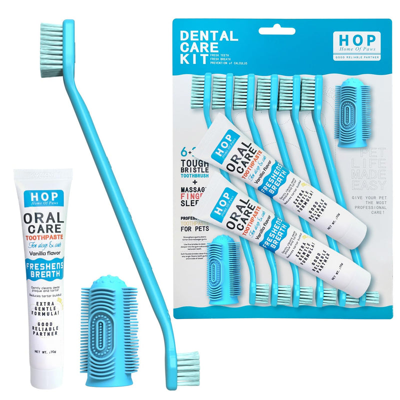 HOP Pet Toothbrush Kit 10PCS Cats Dogs Dental Care Soft Bristles Finger Toothbrush Set Toothpaste Fresh Breath Dog Oral Care Kit Suitable for All Pets Home of Paws