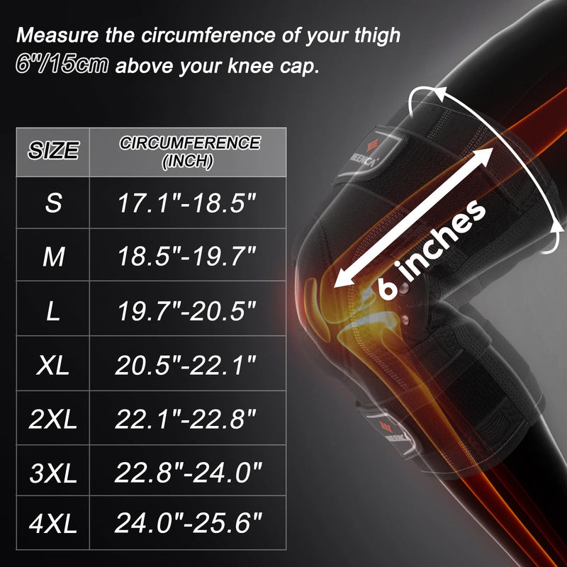 [Australia] - NEENCA Professional Knee Brace for Knee Pain, Adjustable Hinged Knee Support with Removable Side Stabilizers, Strong Stability for Joint Pain Relief, Arthritis, Meniscus Tear, ACL, PCL, Runner, Sports Large Black - Single 