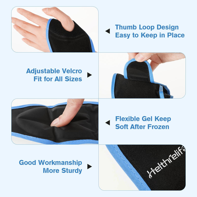 [Australia] - Wrist Ice Pack for Carpal Tunnel Relief, 2 Gel Packs, Hot Cold Compression Bandage for Hand Wrist Injuries, Reusable, Achilles Tendonitis 