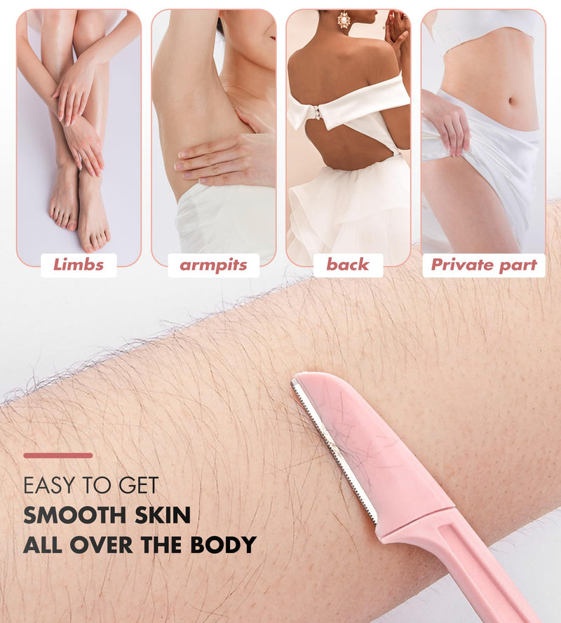 [Australia] - Dermaplaning Tool - Dermaplane Razor for Face, for Women and Men, That Helps Exfoliate and Peach Fuzz - Smooth the Skin, 30 Pcs Foldable Eyebrow Razors + 20 Blade Refills + Eyebrow Stamp Stencils 30 Razors + 20 Blades + Eyebrow Stencils 