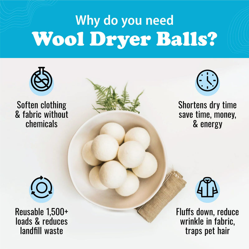 [Australia] - Wool Dryer Balls - Smart Sheep 6-Pack - XL Premium Natural Fabric Softener Award-Winning - Wool Balls Replaces Dryer Sheets - Wool Balls for Dryer - Laundry Balls for Dryer White 