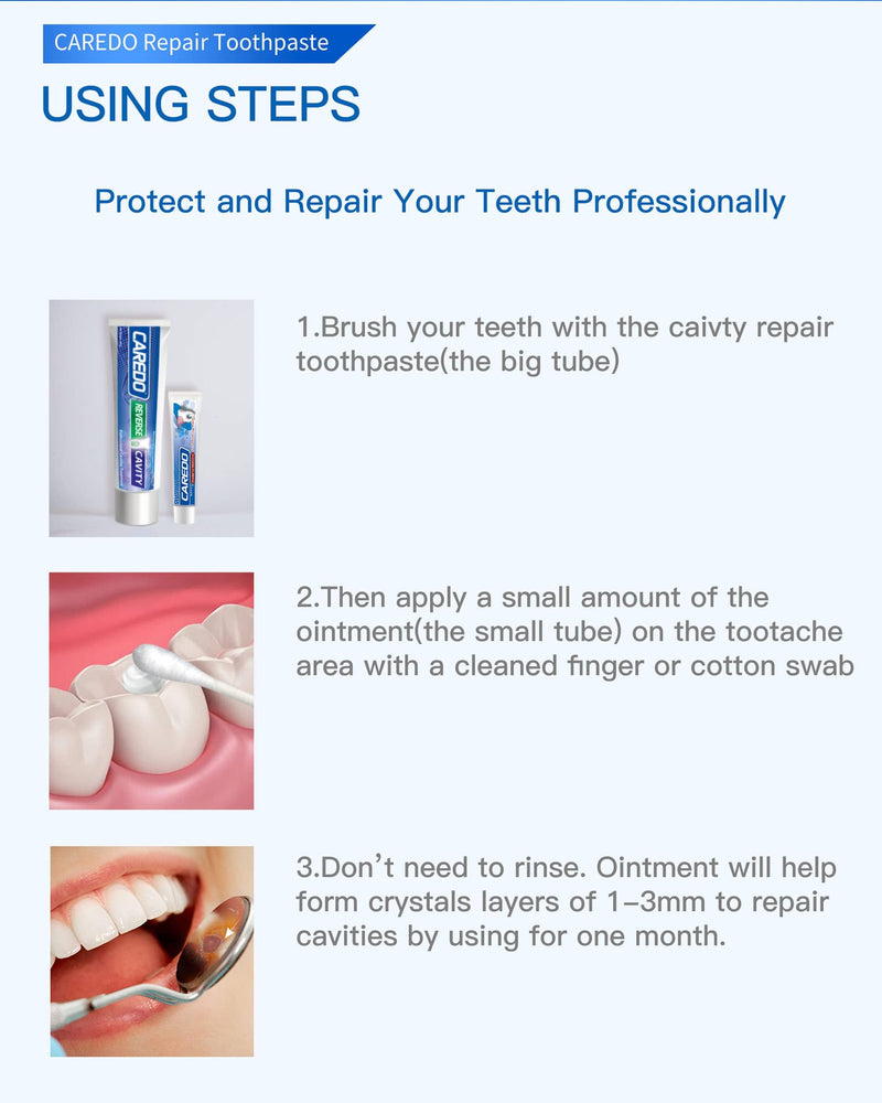 [Australia] - Cavity Repair Toothpaste Set for Adults, 16g Pulpitis Ointment for Tooth Decay Pain & 100g Hydroxyapatite Toothpaste for Home Cavity Repair, Fluoride Free 