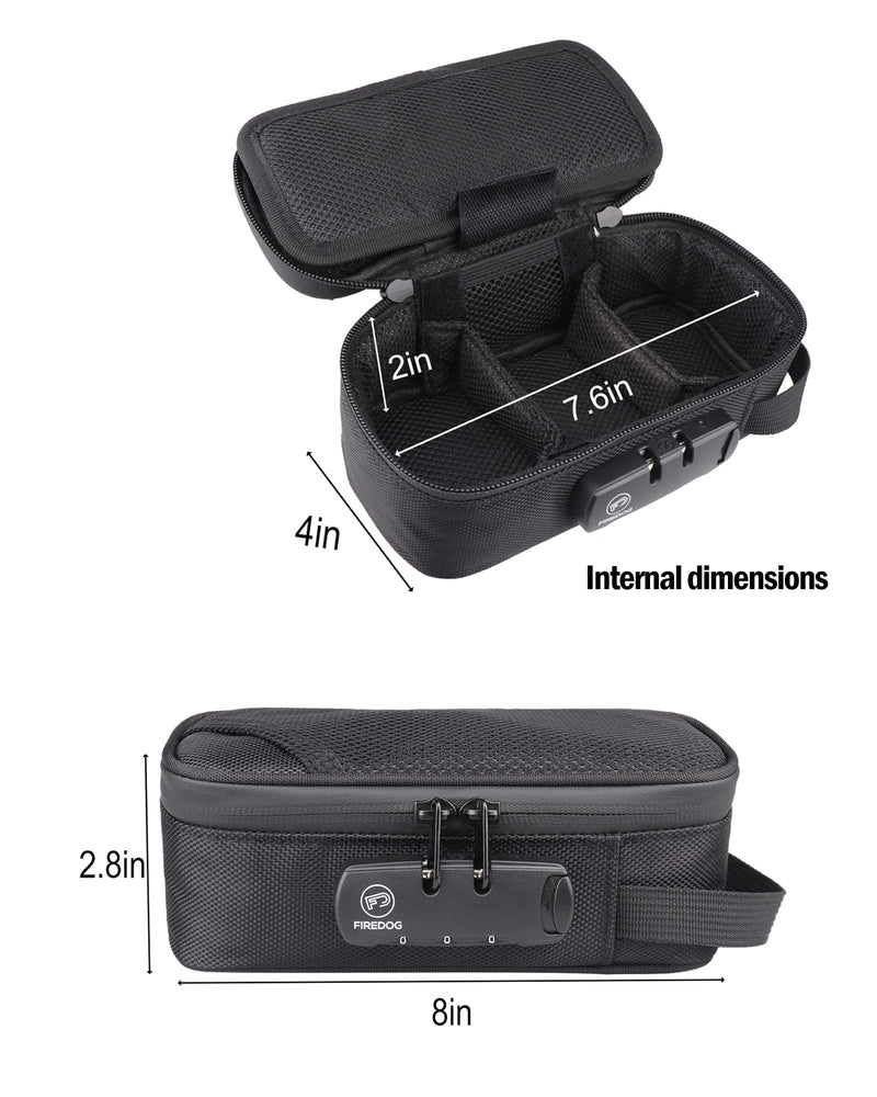 [Australia] - FIREDOG Smell Proof Bag with Lock, Carbon Lined Odor Proof Case Containers for Travel Storage 8x4x2.75 Inch (Pack of 1) Black 