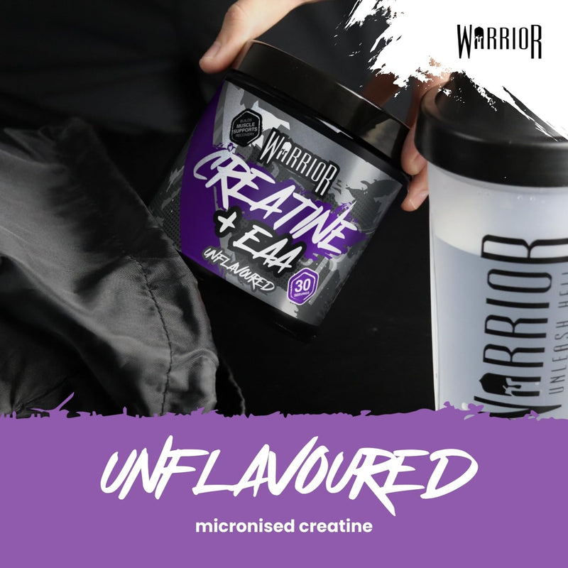 Warrior Creatine Monohydrate Powder + EAA 270g (30 Servings) – Pure Creatine with Essential Amino Acid Supplements for Muscle Recovery & Growth, Pre & Post Workout for Men & Women – Unflavoured