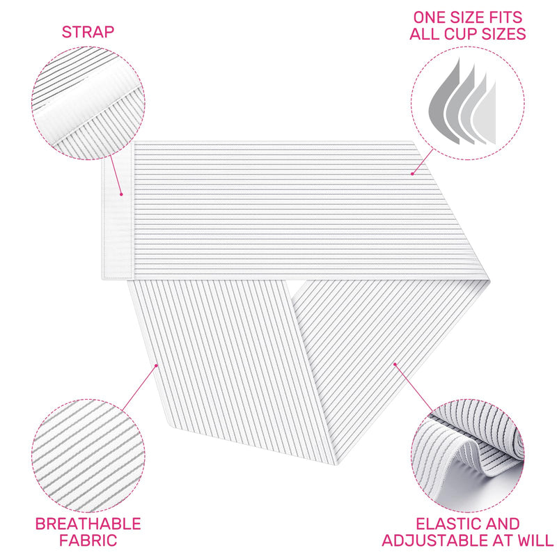 Geiserailie 2 Pcs Chest Compression Wrap Breast Support Band Sports Support Strap Bandage Adjustable Chest Binder for Large Breasted Women Prevent Breast Bounce for Sports Running(White,Large) White