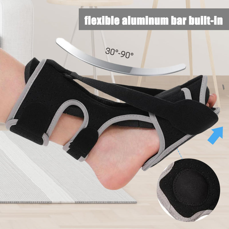 [Australia] - Plantar Fasciitis Night Splint: 2025 Adjustable Upgraded Planters Facetious Relief Brace Plantar Fasciitis Relief Achilles Tendonitis Night Splint for Plantar Fasciitis(black-A) black 