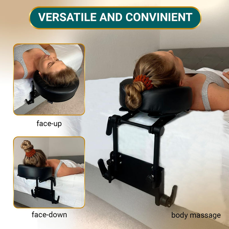 [Australia] - Premium Massage Face Cradle Cushion Memory Foam, Massage Pillow Face Down for Massage Table, PU Leather U Shaped Pillow (Black) Black 