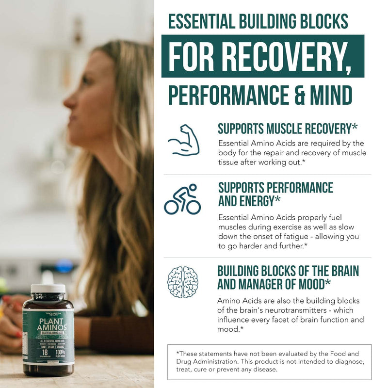 [Australia] - Plant Aminos Organic Essential Amino Acids (EAAs) & BCAA - 100% Plant-Based Raw, Vegan - All 9 Amino Acids with 18 Total Amino Acids (360 Tablets) 