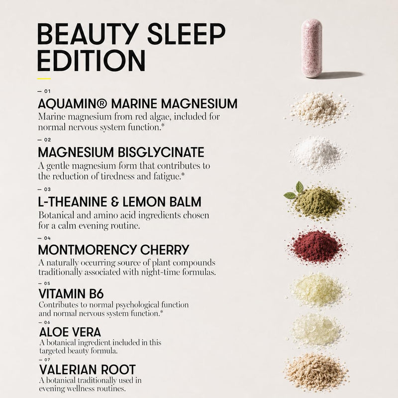 Equi Beauty Sleep Edition | Advanced Sleep Supplement with Magnesium Glycinate, Valerian Root & Botanicals | Relaxation, Nervous System & Sleep Rejuvenation Support | Magnesium Tablets for Adults