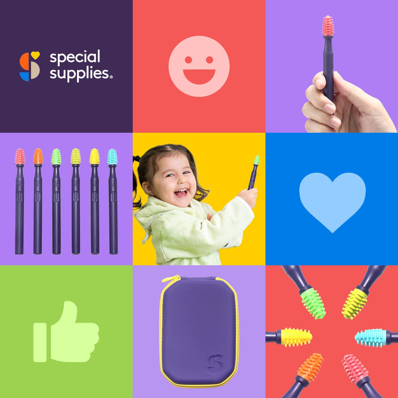 [Australia] - Special Supplies Sensory Mouth Brushes and Oral Stimulation Tools for Kids and Adults, 6 Pack, Wake Up Mouth for Desensitization, Soft, Flexible, Textured Silicone 