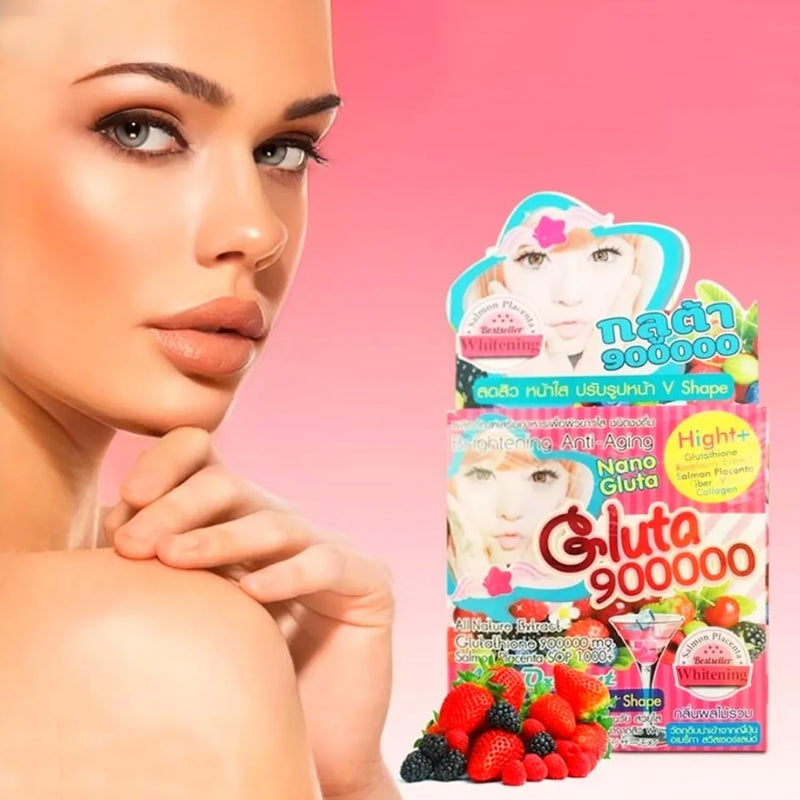 Nano Gluta 900000 Skin Nourishing Glutathione Rich Youthful Beauty Radiant Skin Drink Sachet with Collagen Placenta Vitamin C - Natural Organic Extract Rich Powder Sachet Supplement
