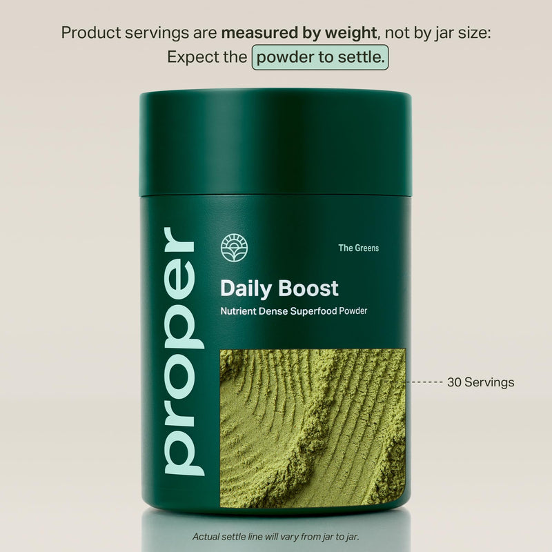 [Australia] - Proper, The Greens Daily Boost Organic Greens Powder. Whole Food, Apple Flavour Veggie Powder Superfood with Wheatgrass, Spirulina, Chlorella, Probiotics. Daily Drink Mix for Wellness and Digestion 30 Servings 