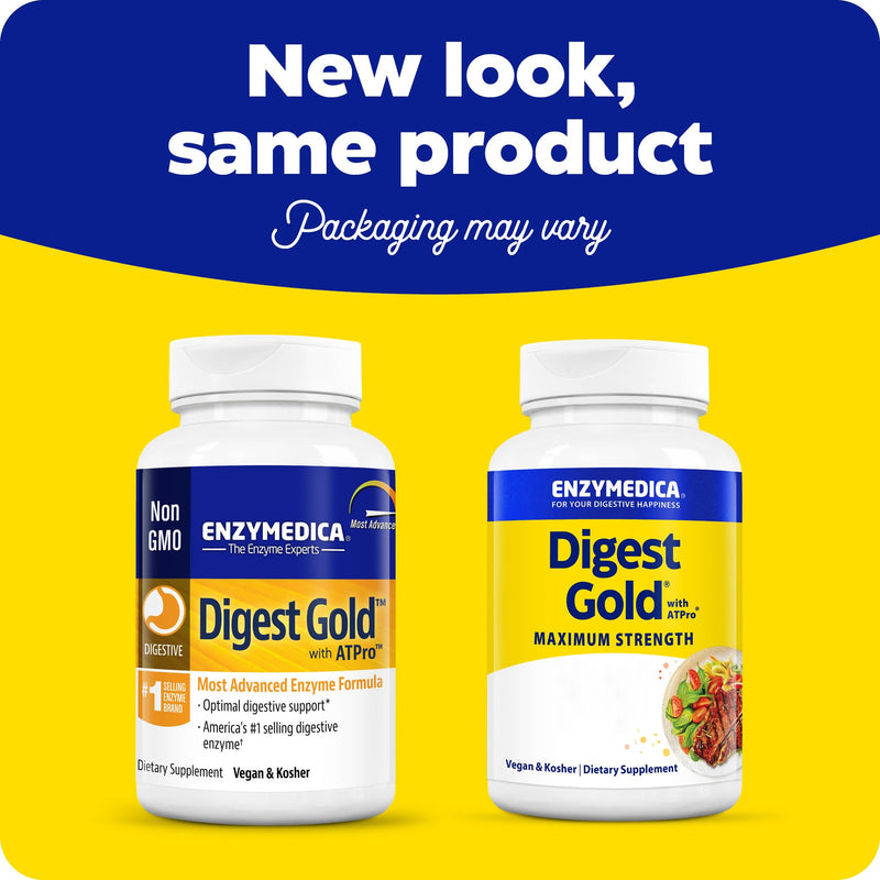 ENZYMEDICA - Digest Gold (90 Capsules) | Digestive Enzyme Supplement | Digestive Enzyme Blend with ATPro for Maximum Support, Nutrient Supplement, Gut Health Supplement, Vegan, Dairy Free