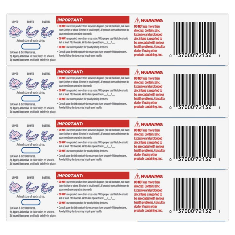 [Australia] - Fixodent Pure Strength Secure Denture Adhesive Cream for Full and Partial Denture Wearers, 2.4oz (Pack of 4) 