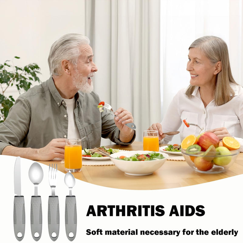 4 Pcs Cutlery for Arthritic Hands,Disability Aids Cutlery for Disabled Hands, Disabled Cutlery for Adults Adaptive Eating Drinking Utensils, Arthritis Aids for Disabled People Elderly Parkinson