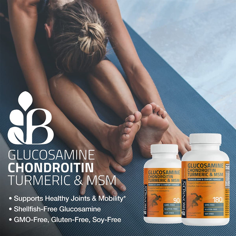[Australia] - Bronson Glucosamine Chondroitin Turmeric & MSM Advanced Joint & Cartilage Formula, Supports Healthy Joints, Mobility & Cartilage - Non-GMO, 90 Capsules 90 Count (Pack of 1) 