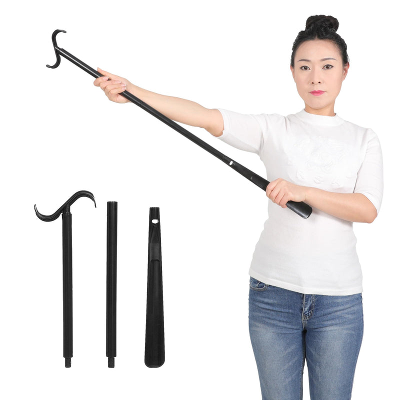 Shoulder Wand - Rotator Cuff Exercise Equipment for Physical Therapy and Rehabilitation - Portable Shoulder Stretcher Stick with Hook, 33.5", Sturdy and Black - Exercise Wand for Shoulders.