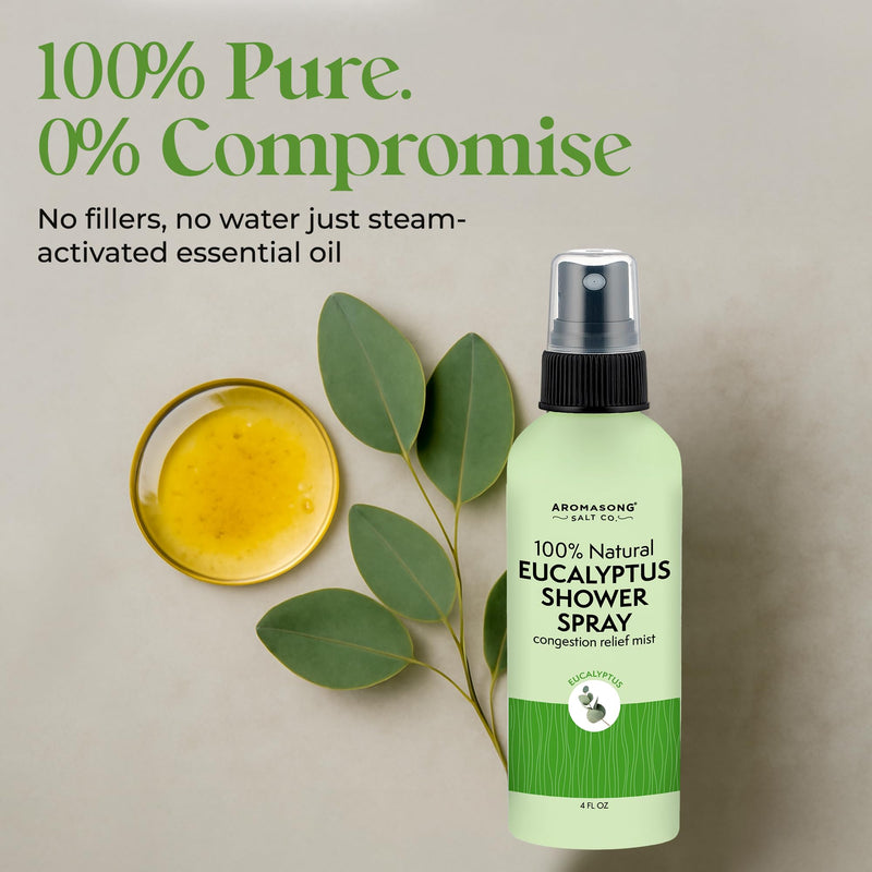 Aromasong Eucalyptus Shower Spray Aromatherapy (Pack of 2) – 100% Natural Eucalyptus Essential Oil Mist for Shower – Made in USA – Sinus Relief & Spa-Like Steam, 4 fl oz 4 Fl Oz (Pack of 2)