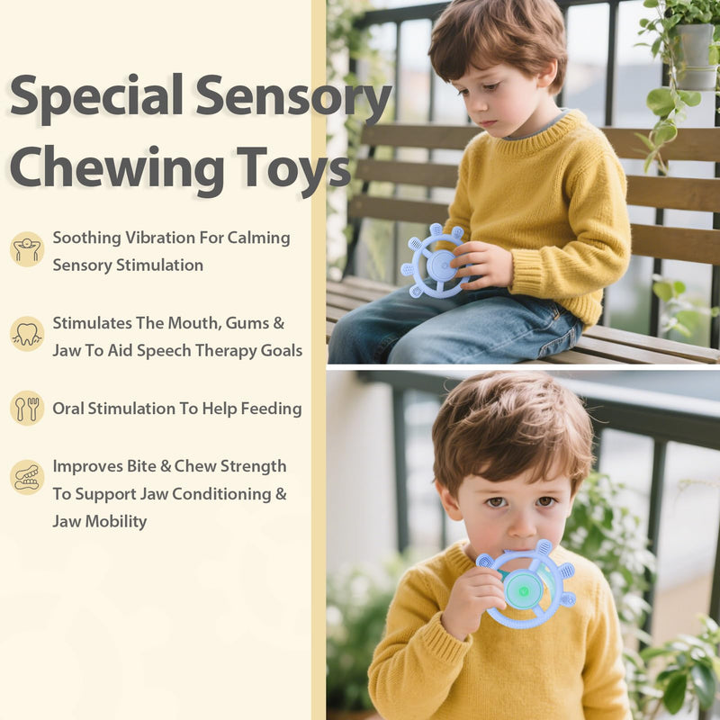 [Australia] - Vibrating Teether for Baby, Sensory Chew Toys for Autistic Children & Teething Toys for Babies 6-18 Months, USB Chargeable & 3X Vibration Settings. Toddler Travel Essential, Autism Sensory Products 