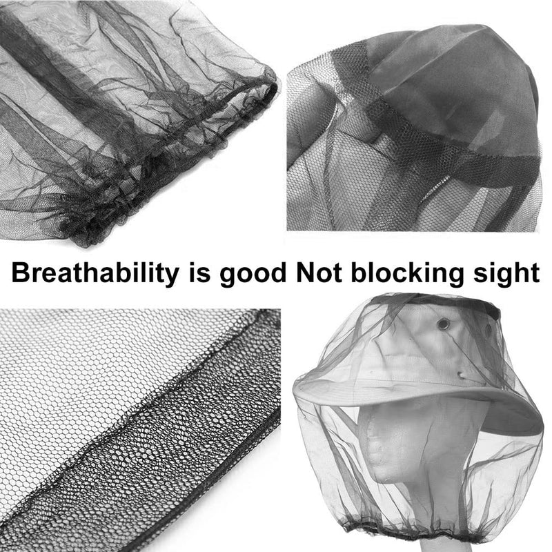 [Australia] - Hat with mosquito net, mosquito net hat, mosquito head net, fly net for face, mosquito hat head net, anti-mosquito bee bug insect, beekeeper protective hat, fly mask cap hat, mesh face protection, 2 pieces (black) 