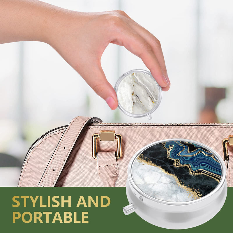 3 Pack Pill Box, Small Pill Case for Purse & Pocket, Cute Travel Medicine Organizer, Portable Medicine Container Holder to Hold Vitamins, Medication, Fish Oil & Supplement, Abstract Art Marble | Cute Travel Medicine Organizer, Portable Medicine Contain...