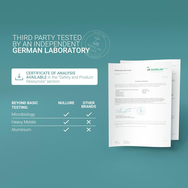 Nullure Palmitoylethanolamide Pea Supplement | 400 mg Capsule | Pure Pea | Third-Party Tested in Germany | Vegan | No additives | Anti-inflammatory · Pain Management | 90 Capsules | Made in Barcelona