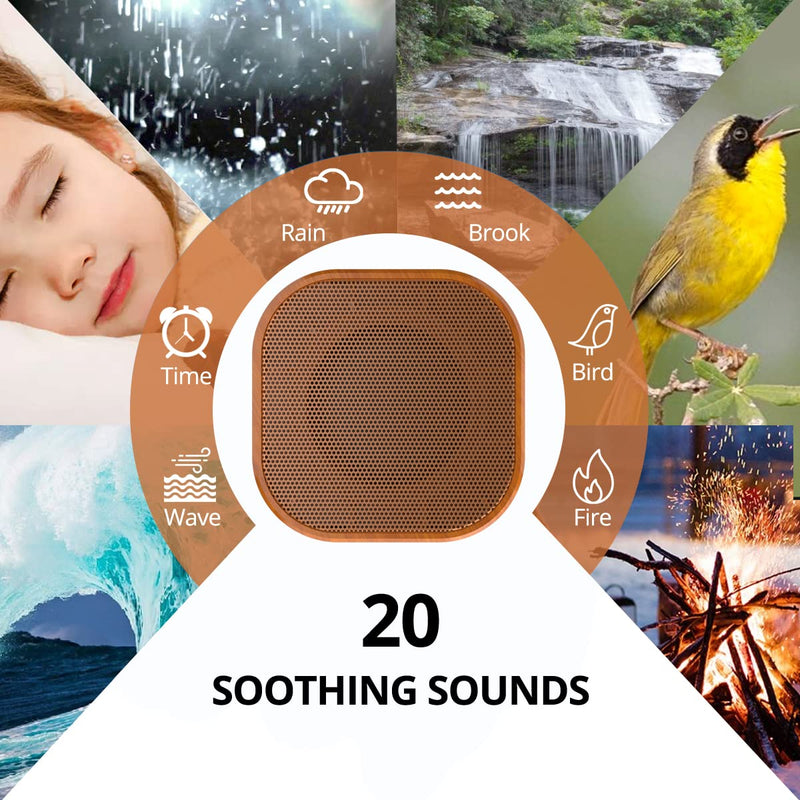 [Australia] - Magicteam Sound Machines White Noise Machine with 20 Non Looping Natural Soothing Sounds and Memory Function 32 Levels of Volume Powered by AC or USB and Sleep Sound Timer Therapy for Baby Kids Adults Wood 