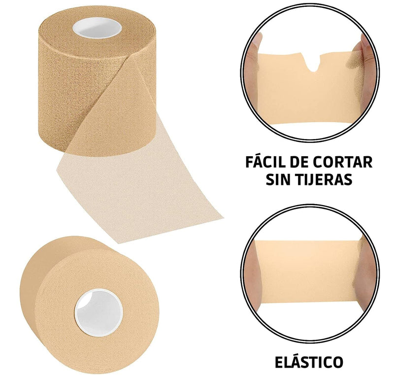 KAMBIA Pretape Sports Bandage, Pack of 4 Rolls 7 cm x 27 m, Pre-Tape, Sports Pretape, Non-Adhesive Pretape for Crossfit Tape.
