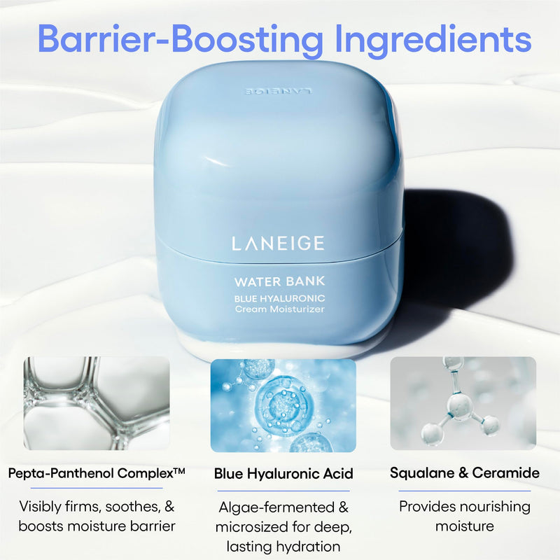 [Australia] - LANEIGE Water Bank Blue Hyaluronic Moisturizer: Barrier-Boosting Hydration, Squalane, Ceramide, Dermatologist-tested New Water Bank Duo Cream Set 