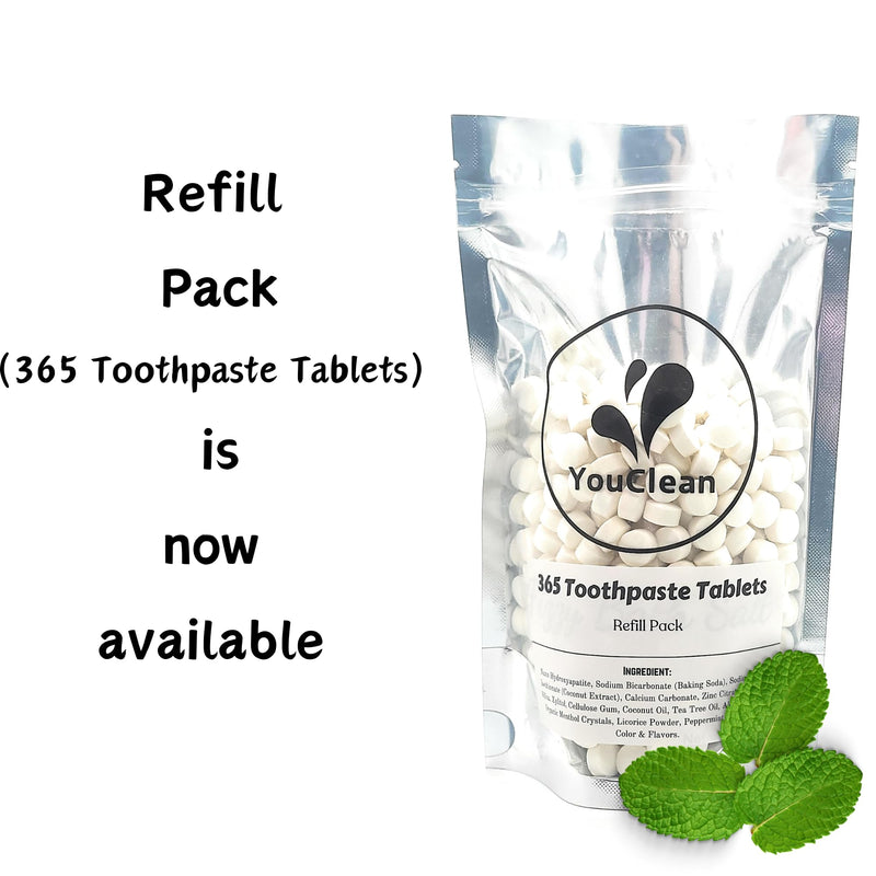 90 toothpaste tablets in Refill/Recycle Glass Tube - For Travel and Daily Home Office Use - Nano Hydroxyapatite, Fluoride-Free, Vegan (Mint) Mint