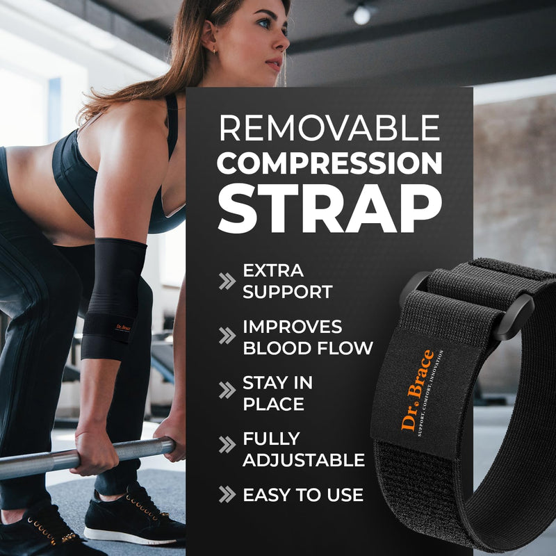 [Australia] - DR. BRACE¬Æ Elite Elbow Brace Support, Breathable Elbow Compression Sleeve with Gel Pad for Golfer's, Tennis Elbow & Tendonitis Treatment & Pain Relief 2024 (Black, Medium) Black 