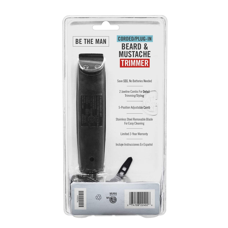 [Australia] - ConairMAN Beard Trimmer for Men Includes Nose and Ear Hair Trimmer and 5-Position Comb Attachment, 4 piece Men's Grooming Kit, Corded 4 Piece Set 