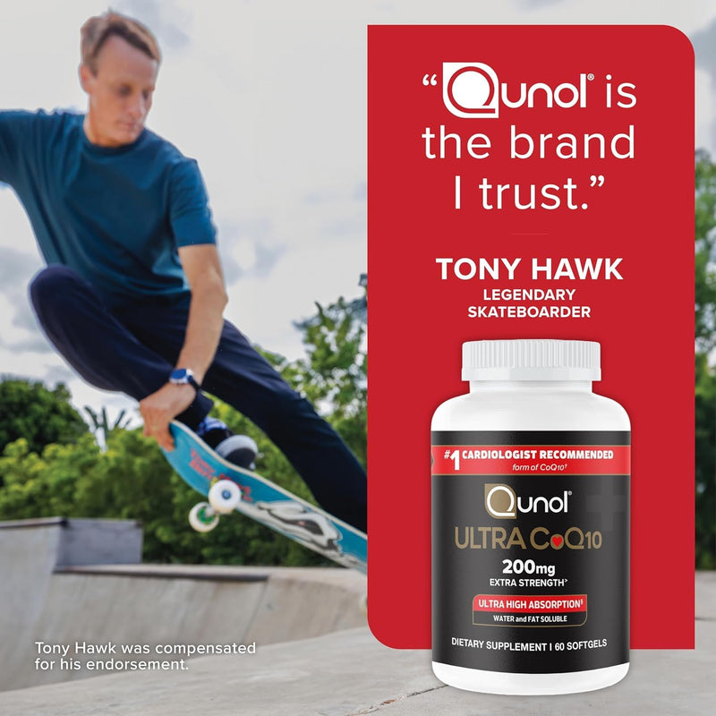 Qunol Ultra CoQ10 200mg, Ultra-High Absorption, Antioxidant, 60 Softgels | #1 Cardiologist Recommended Supplement for Heart Health, Coenzyme Q10 Supplement to support Vascular Health & Cellular Energy Unflavored 60 Count (Pack of 1)